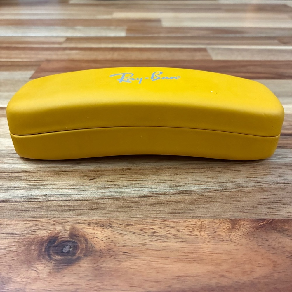 Ray-Ban Yellow Eyeglass Hard Case Glasses Protector Hinged Clamshell Felt Lined - Picture 4 of 10